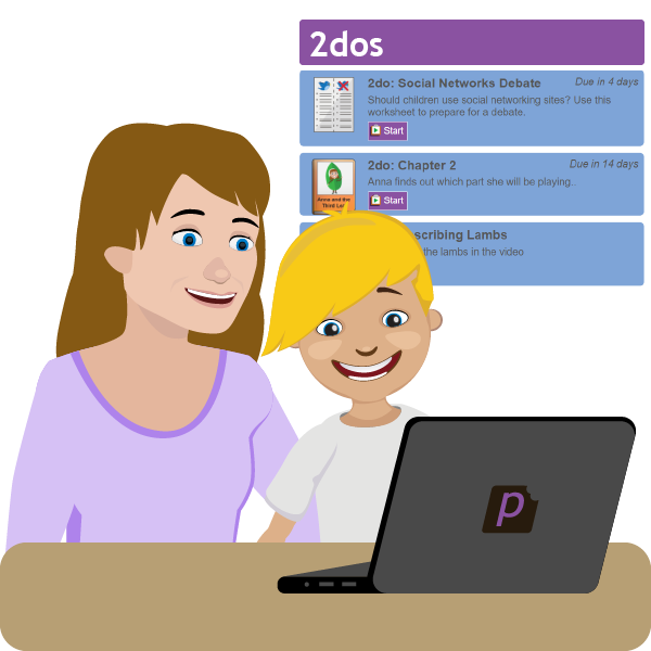 A parent and child using 2Dos in Purple Mash by 2Simple Ltd