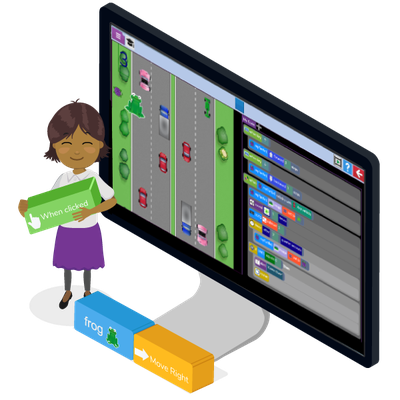 Image showing a young girl coding using 2Code by 2Simple Ltd