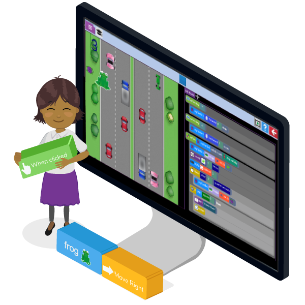 Image showing a young girl coding using 2Code by 2Simple Ltd