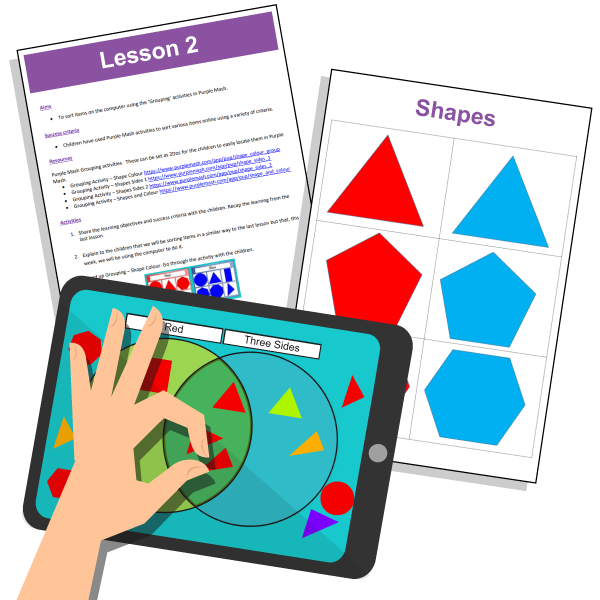 An image showing lesson plans and activities from the Purple Mash computing scheme of work by 2Simple Ltd