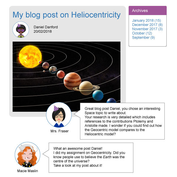 An image showing 2Blog in Purple Mash by 2Simple