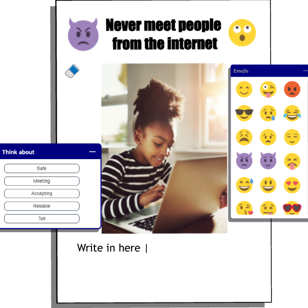 An image showing an internet safety writing template from Purple Mash by 2Simple Ltd