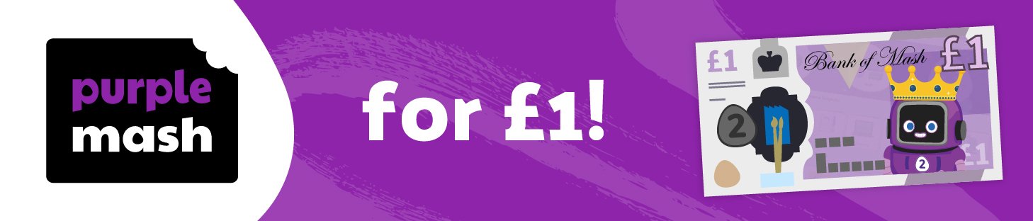 Purple Mash for £1 banner