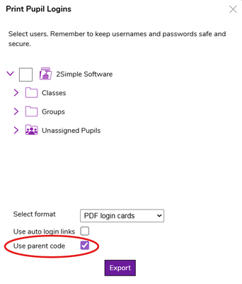 Parent Portal Login Cards