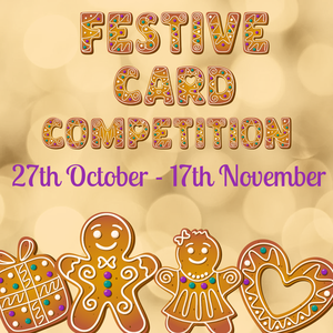 Festive card competition poster with date and gingerbread men