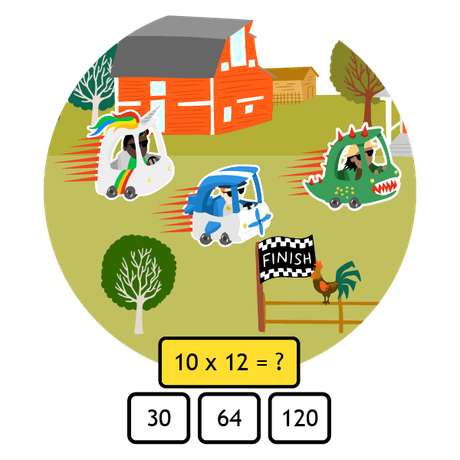 An image showing the maths racing game from Purple Mash by 2Simple Ltd
